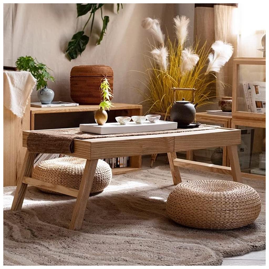 GHHDPXM Japanese Style Folding Wooden Floor Table for Living Room and Office Zen Tea Table for Floor Sitting and Cocktail Table for Small Spaces
