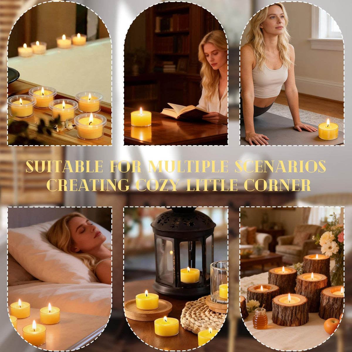 6 Hours Beeswax Tealight Candles, 48 Packs Pure Beeswax Candles Extended Burn Time Beeswax Tea Lights Burn Evenly and Clean Bees Wax Tealight Candles Bulk for Relaxing Air Purification