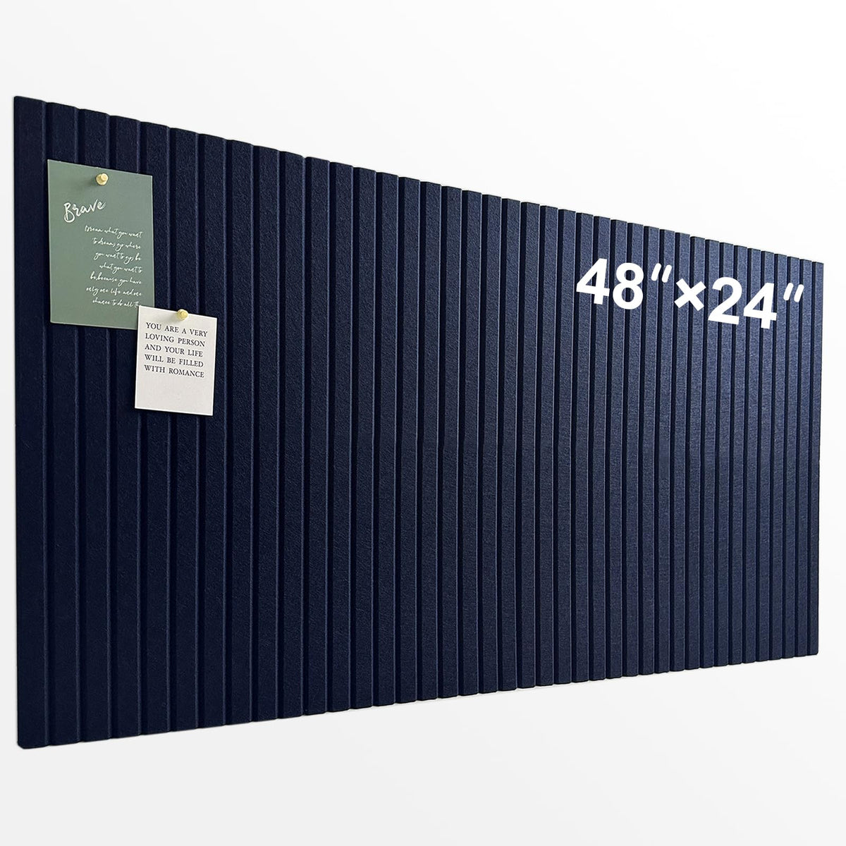 Large Cork Board for Office, 8 Pack Felt Wall Tiles with Slat Wall Paneling and Safe Removable Adhesive Tabs, Felt Bulletin Board Pin Board Cork Boards for Walls - Dark Blue
