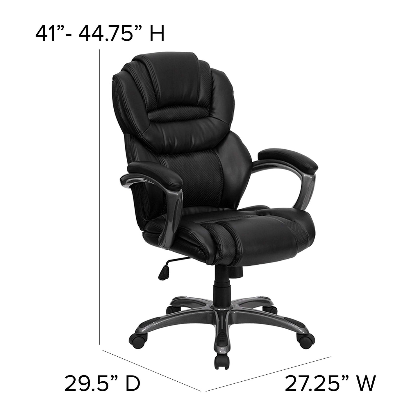 Flash Furniture Stella High Back Black LeatherSoft Executive Swivel Ergonomic Office Chair with Arms