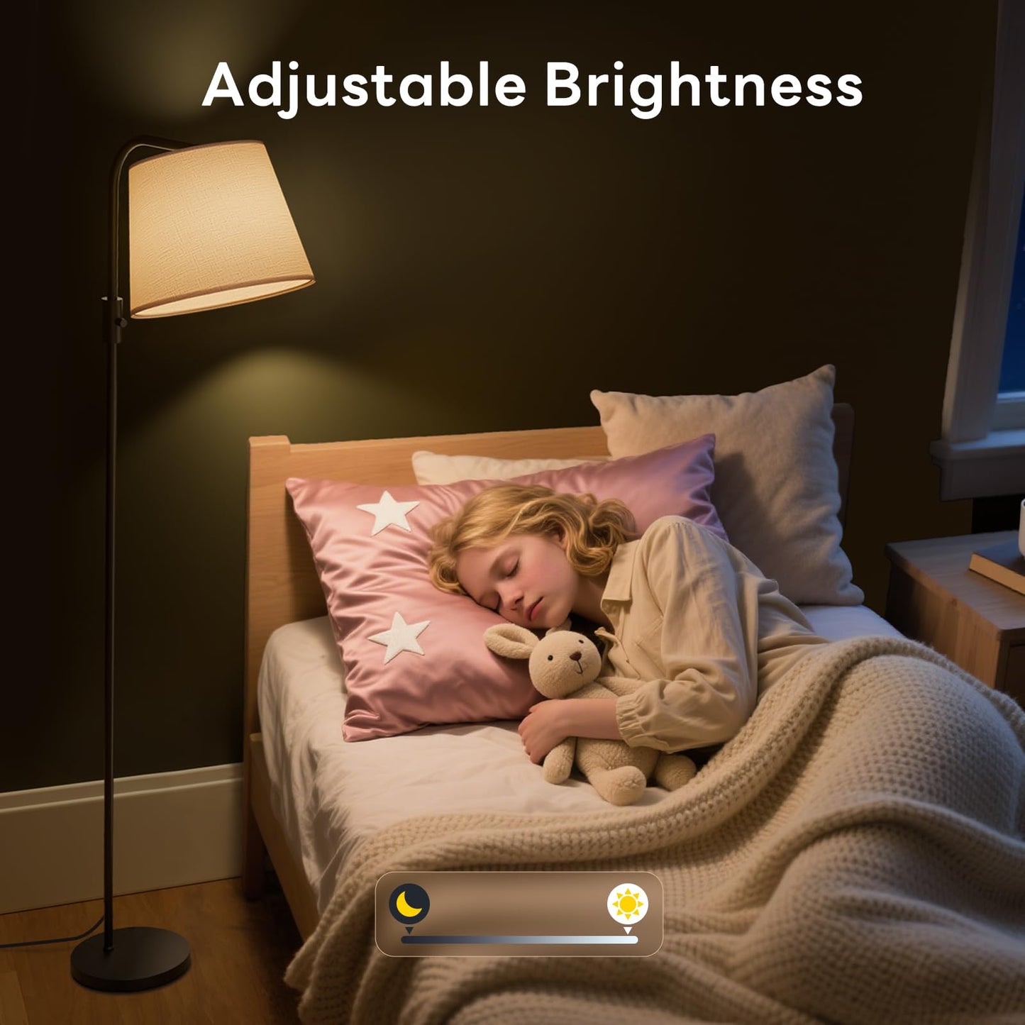 VARICART Smart Arc Floor Lamp, 65" Compatible with Alexa & App Control, RGB Color-Changing & 2700K-6000K, 1%-100% Dimmable, Music Sync, 1200lm, 350° Swivel Woven Linen Shade, No Registration Required