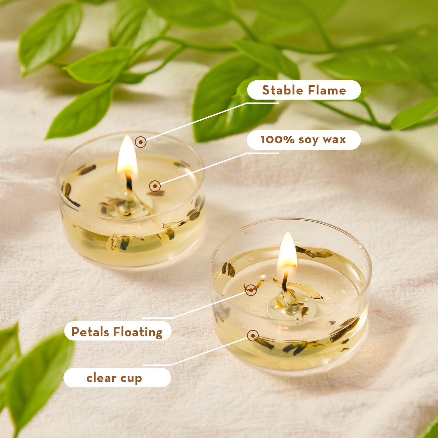Ashlux Acrylic Lavender Soy Wax Scented Tea Lights, 8-Pack Bulk – 4-Hour Long Burning, Non-Paraffin, Smokeless,Tealight Candles for Weddings, Table Centerpieces, Home Decor & Christmas