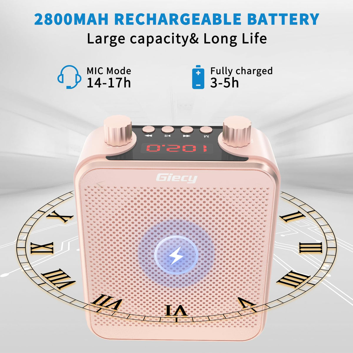 Giecy 30W Portable Voice Amplifier with Wired Microphone Headset, 2800mAh Rechargeable PA System Speaker Personal Microphone Speech Power Amplifiers Loudspeaker for Teachers/Metting/Tour Guide