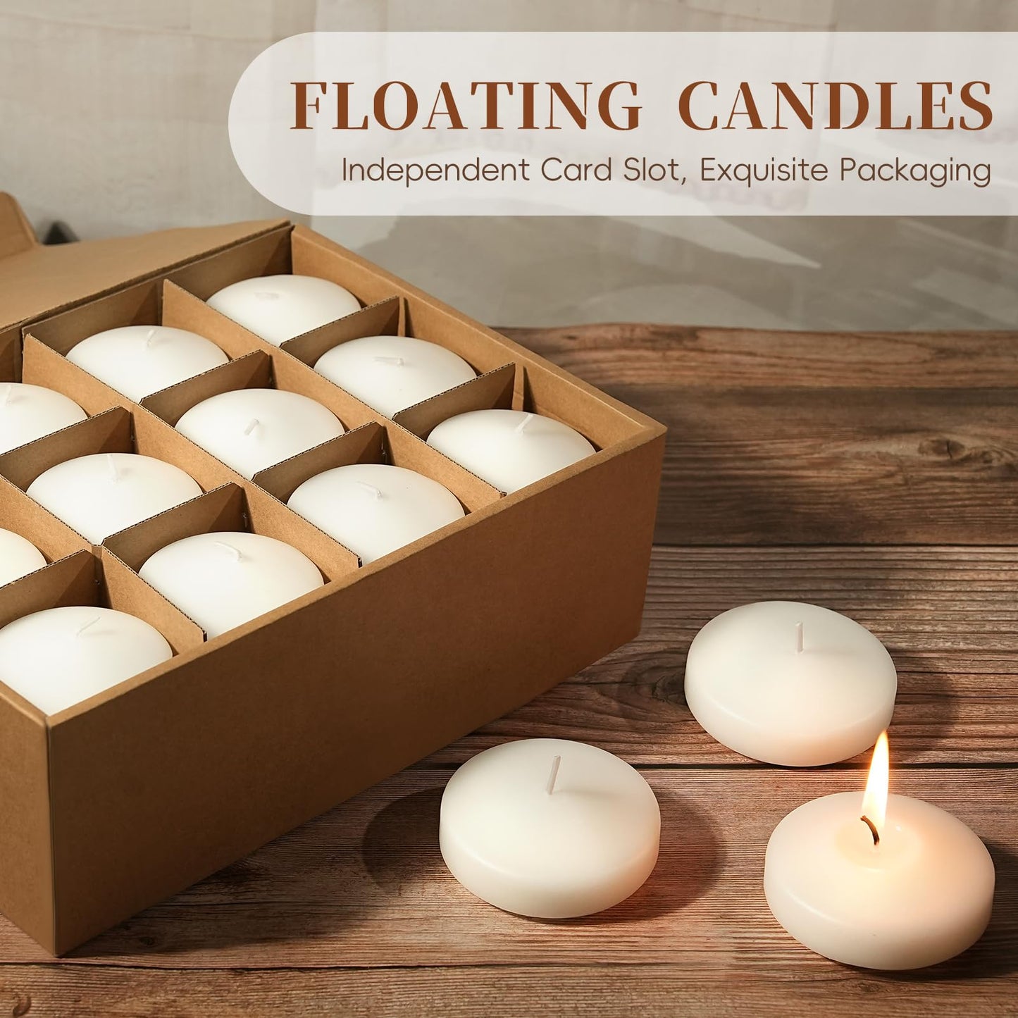 3 inch Floating Candles 36 Packs Black Floating Candles 8-9 Hours Floating Candle for Centerpieces 3” Water Candles for Cylinder Vases, Pool, Wedding, Party