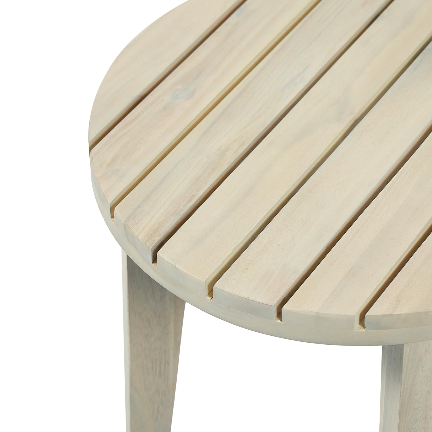 Christopher Knight Home Parker Acacia Wood Outdoor Coffee Table, Small Side Table for Patio Furniture Set, Solid Wood Round End Table for Patio/Deck/Garden, Light White