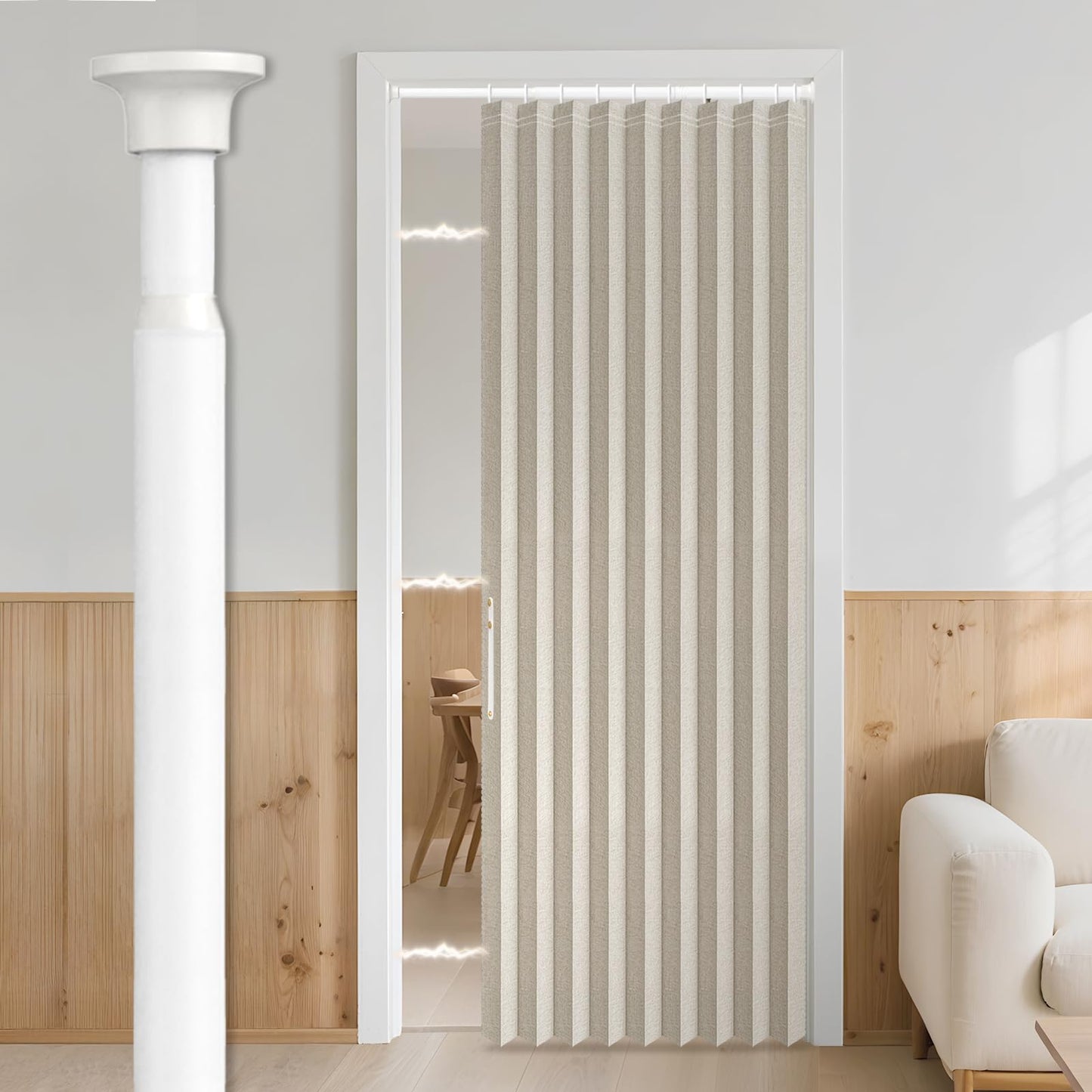 AJAZZ Blackout Door Curtains with Curtain Rods Included Magnetic Door Curtain Blackout Curtains for Bedroom, Doorway Curtain Sets (1 Pack, 42 W x 78 L, Cream White)