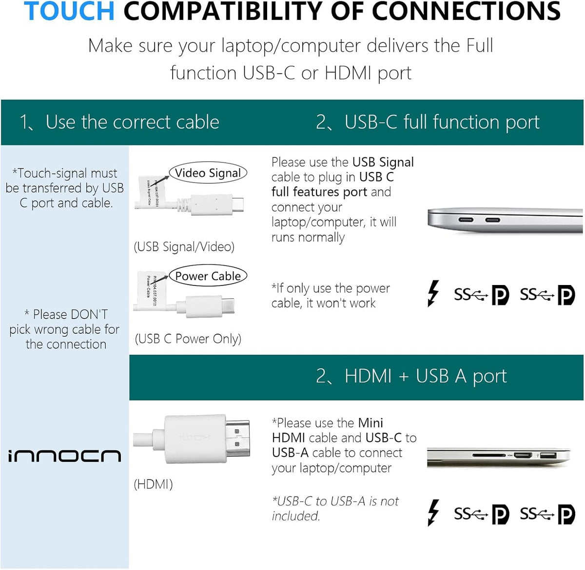 INNOCN 15.6 inch Portable Monitor Touchscreen for Laptop FHD 1080P USB C HDMI External Display Travel Second Monitor for MacBook Windows Tablets Android Chrome PS4 Switch Mini PC, No Battery