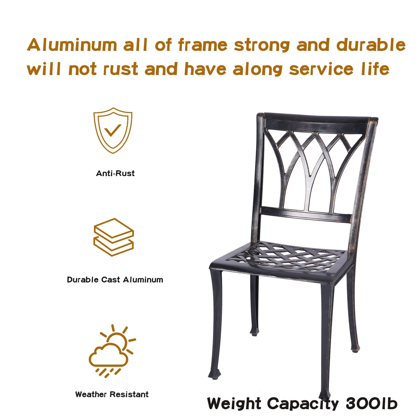 JARDIN DE CENTENNIAL 3-Piece Patio Bistro Furniture Set Cast-Aluminum Bistro Table Set for Lawn,Garden,Backyard…(Dining SETCopper)