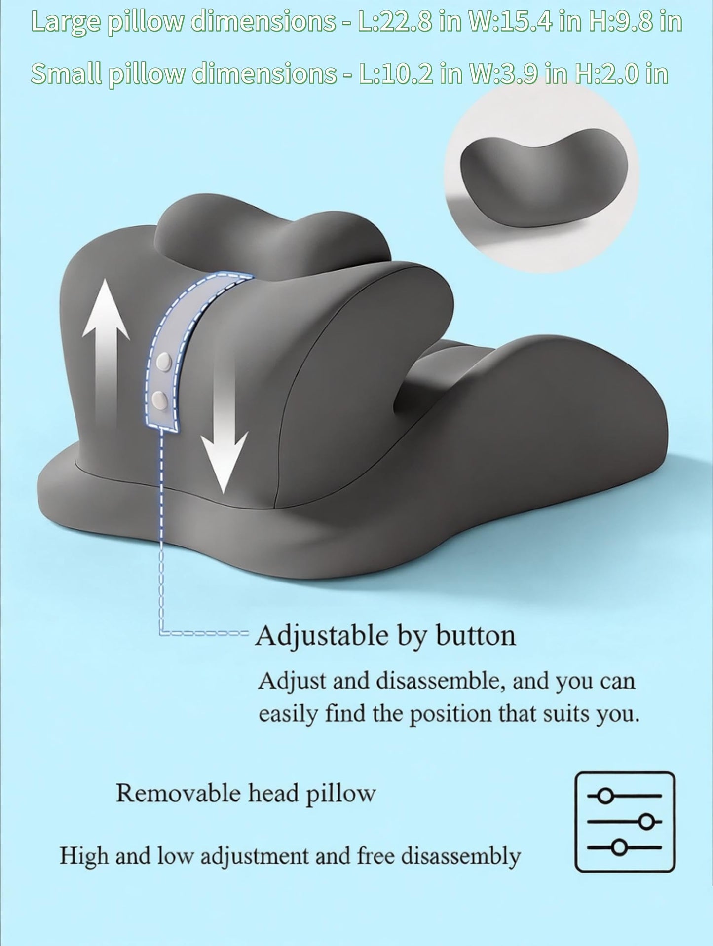 Memory Foam Hook‑Shaped Curved Wedge Pillow, Upgraded Firm Support for Back Pressure Relief & Leg Elevation, Multi‑Angle Posture Support for Reading, Gaming & Lying on Bed (Dark Gray)
