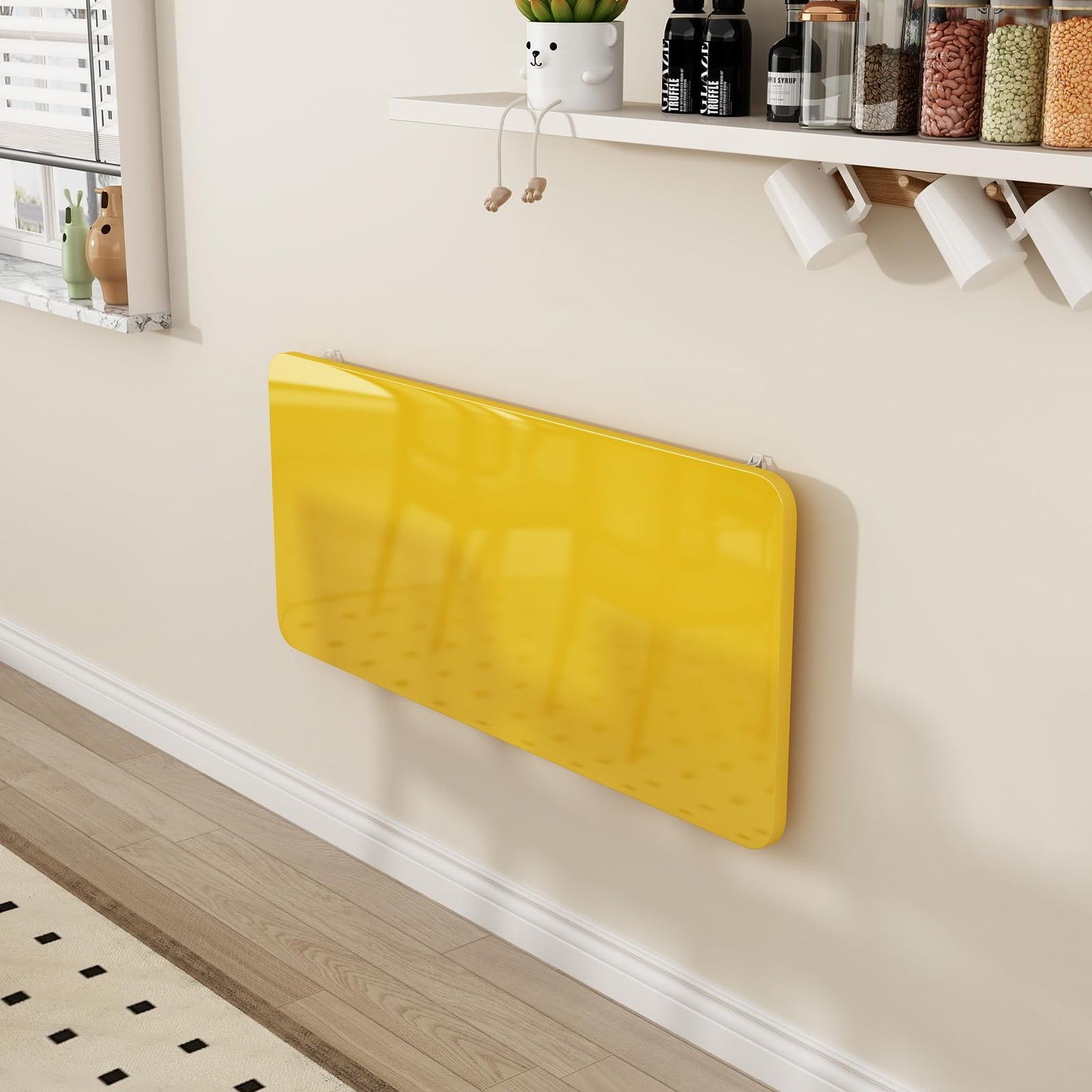 YJZXXLSH Wall Mounted Laundry Room Folding Table，Fold Down Desk for Small Spaces |Office|Study|Work Bench|Kitchen Dining Restaurant| Home Bar | Waterproof Easy to Install and Clean35.5 x19.7