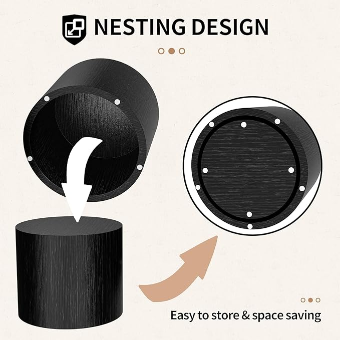 Small Coffee Table Nesting End Table Set of 2, Round Coffee Table Wood Side