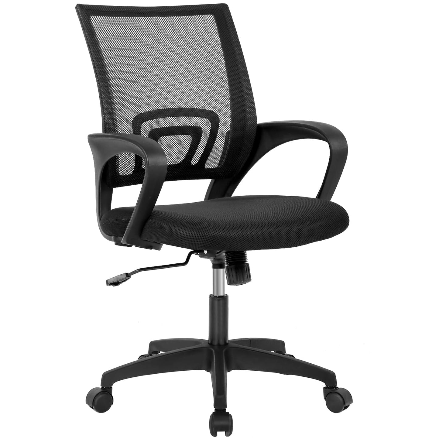 Home Office Chair Ergonomic Desk Chair Mid-Back Mesh Computer Chair Lumbar Support Comfortable Executive Adjustable Rolling Swivel Task Chair with Armrests(Black)