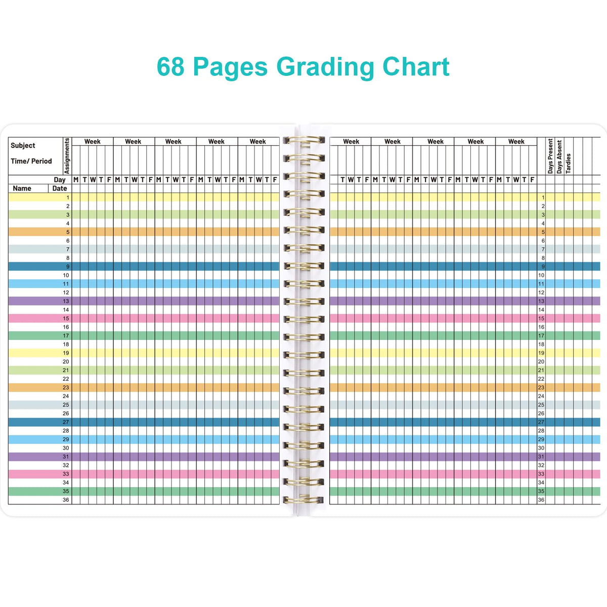 Ceiba Tree Undated Teacher Planner Lesson Planner and Record Book 8.5x11 inch Gradebook Attendance Book 10 Months 50 Weeks Lesson Plan 5 Sheet Teacher Planner Stickers