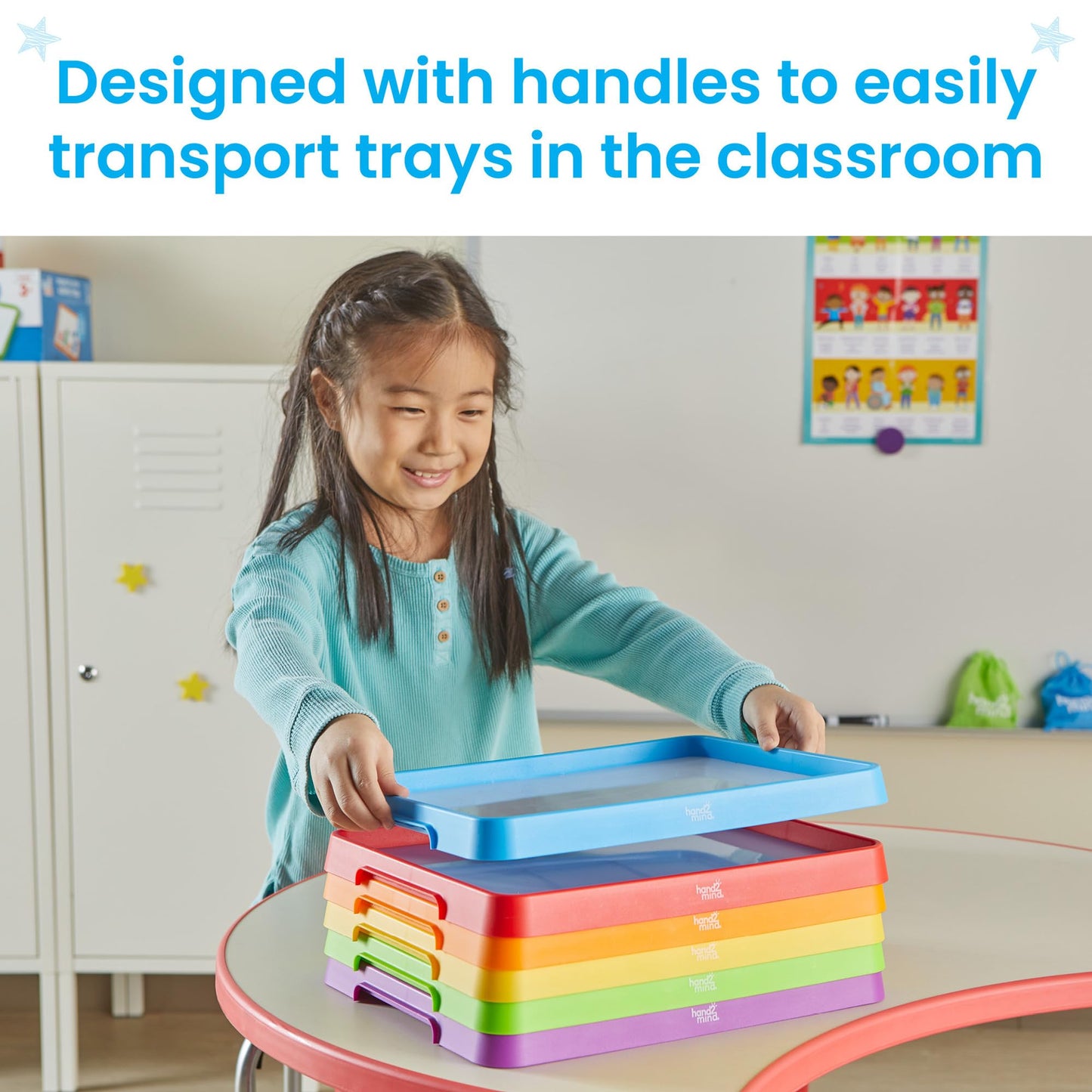 hand2mind Magnetic Dry Erase Activity Trays, Stackable for Classroom, White Boards for Kids, Science of Reading Materials, Multicolor, 1 Count