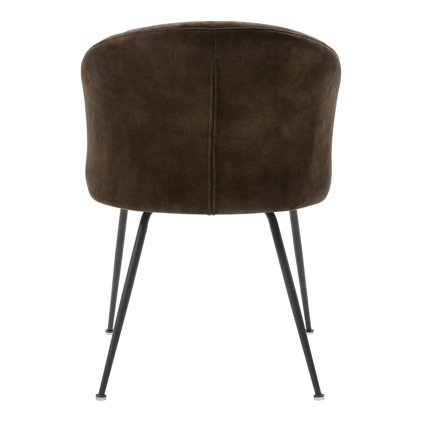 Lexicon Dining Chairs Set of 2, Modern Kitchen & Dining Room Chairs, Velvet Upholstered Cushion Seat, Round Back, Armless, Sturdy Black Metal Legs, Easy Assemble, Brown