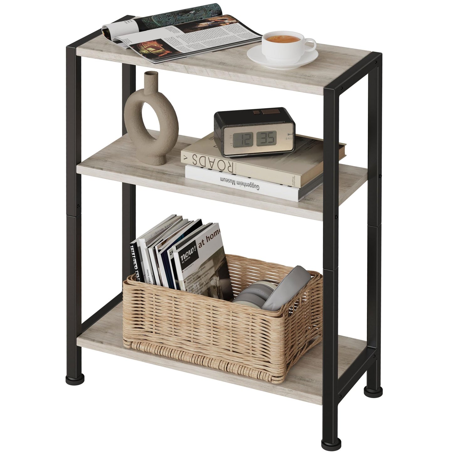 3-Tier Side Table, Small EndTable, Sofa SideTable for Narrow Spaces, Slim EndTable, NightstandTable, Skinny Bedside Table, for Living Room, Bedroom, Office, Greige