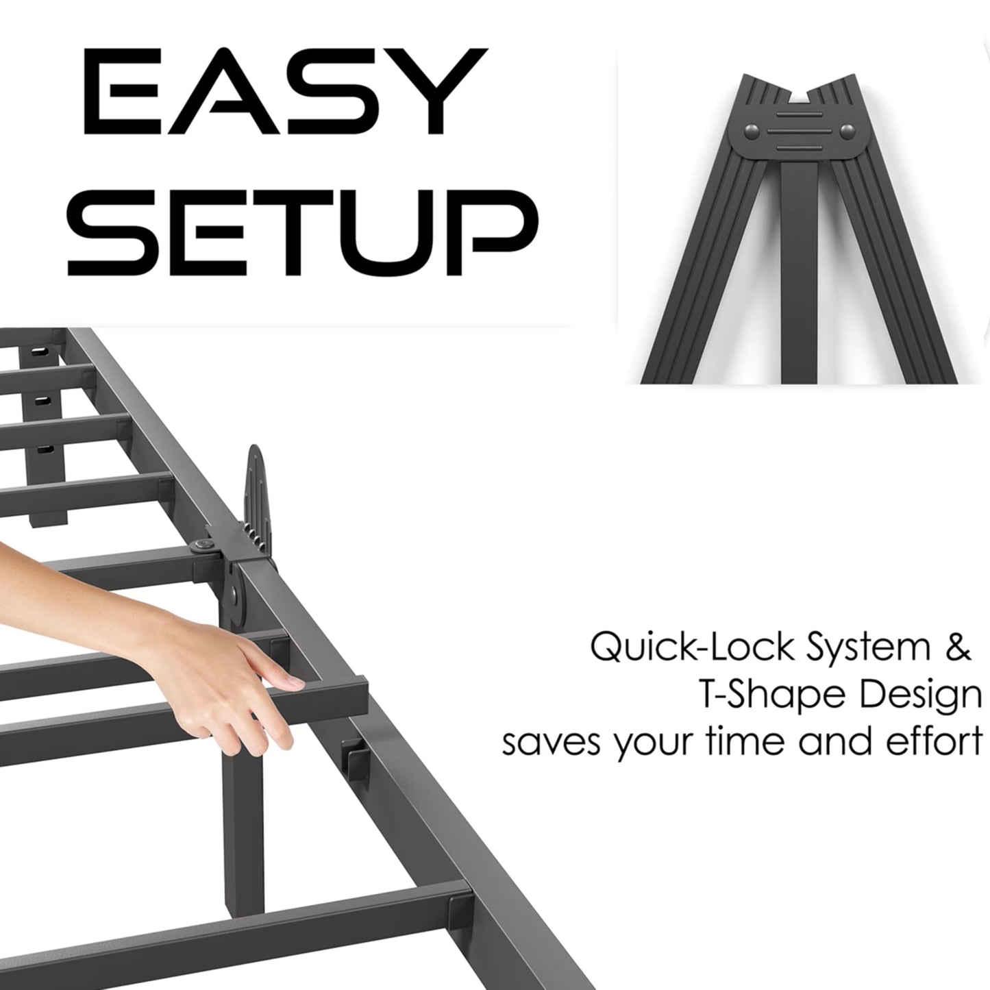 ZIYOO 14 Inch Metal Full Bed Frame Mattress Anti-Slip Design, No Box Spring Needed, Easy Assembly Noise-Free Tools Included, Ideal for Bedrooms, Guest Rooms, Dorms, Hotels & B&Bs