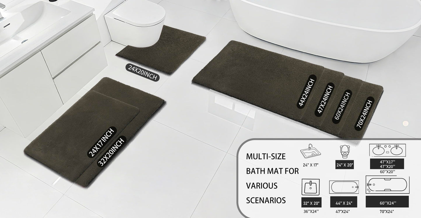 MINIDEAR Toilet Rugs 24x20 - U Shaped Brown Thick Memory Foam Contour Rugs,Ultra Soft & Plush Fluffy, Non-Slip, Quick Dry, Absorbent Washable Floor Microfiber Mat for Home Decor Accessories
