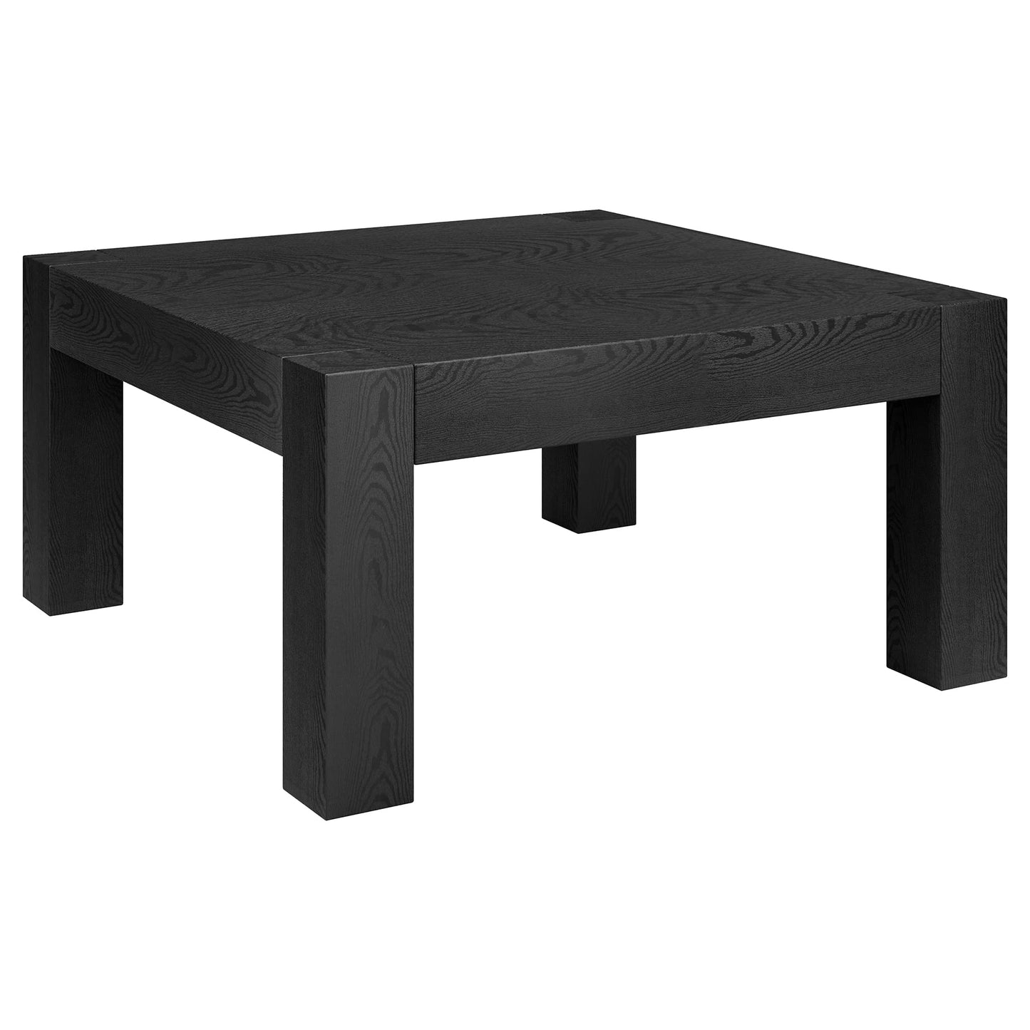 Henn&Hart 34" Square Coffee Table with Wood Top for Living Room, Family Room, Office, or Apartment, Natural Black