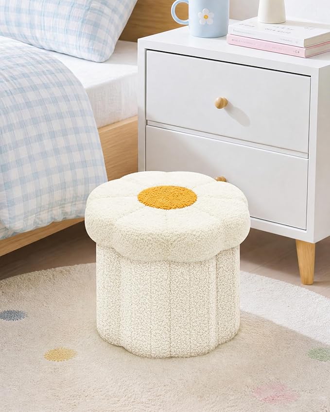 B FSOBEIIALEO Storage Ottoman Foldable, Sunflower Shaped Small Footrest