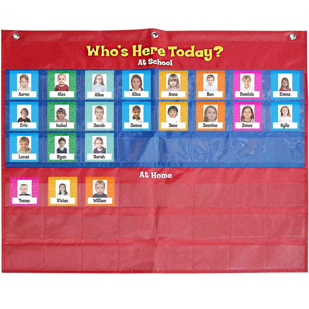 amzoya Attendance Pocket Chart with 72 Student Cards-Classroom Behavior Tracker for Perschool to Elementary,Pocket Chart for Classroom…