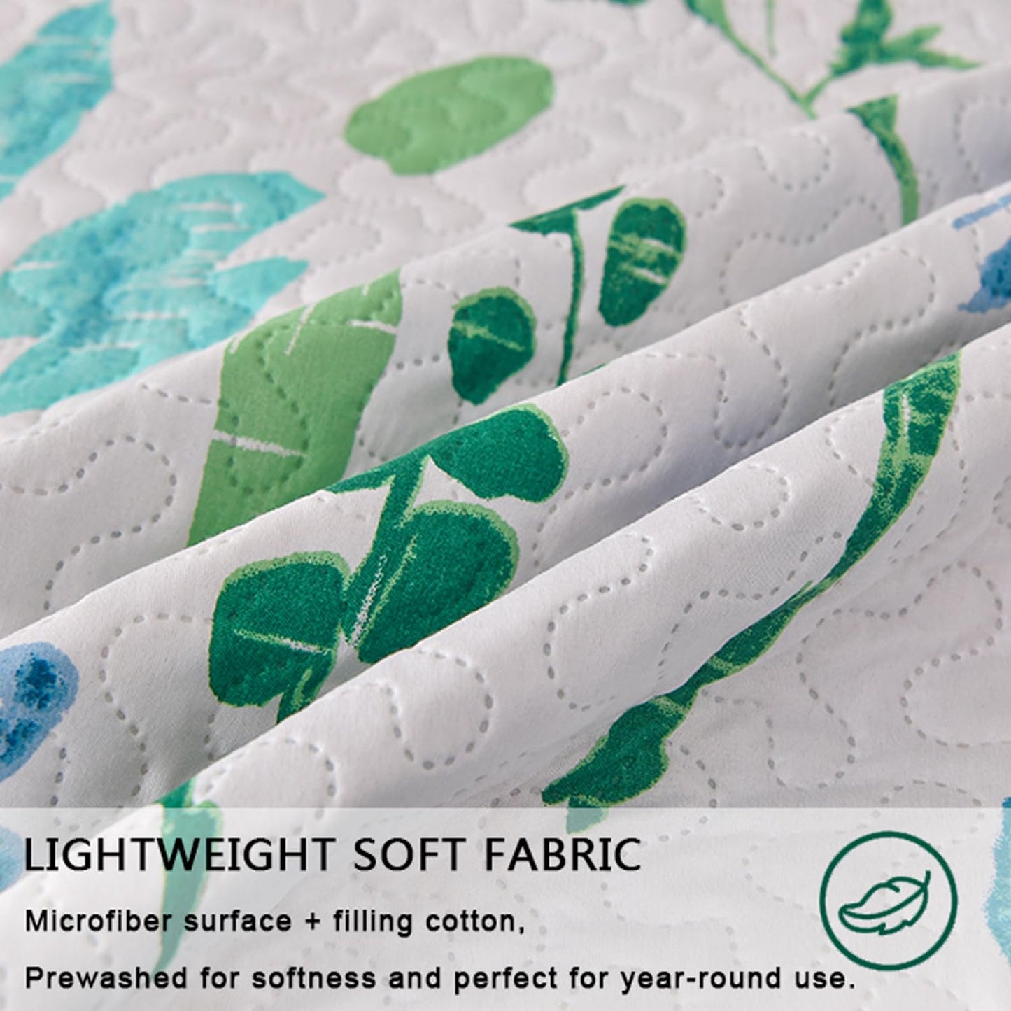 Jarson 3 Pcs Floral Daybed Cover Set Twin Size Purple Green White Flower Sofa Cover Bedding Sets Double Side Bed Set for All Season Botanical Pattern Daybed Quilt Set with Pillow Shams