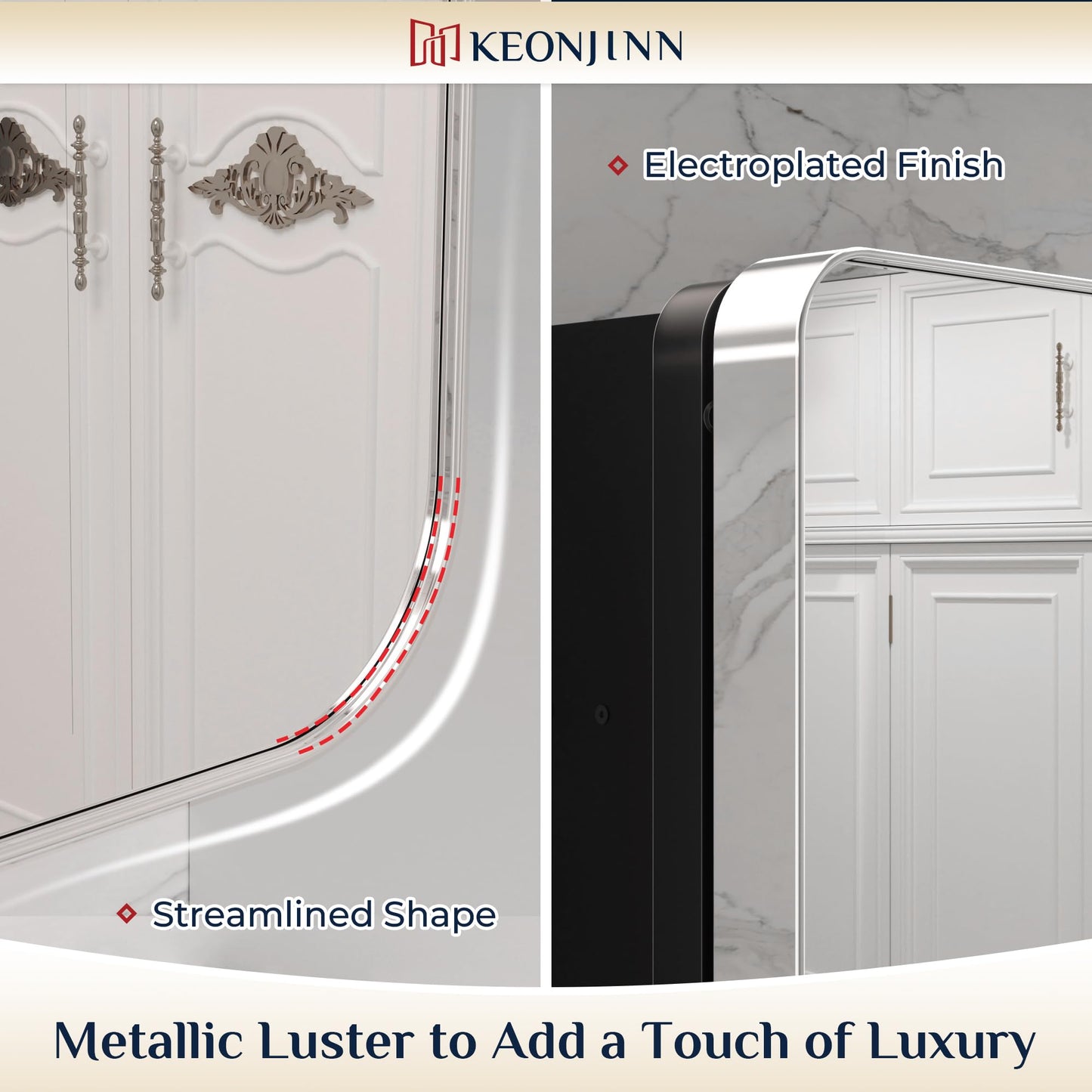 Keonjinn Chrome Medicine Cabinet Mirror 16 x 24 Inch, Recessed Medicine Cabinet for Bathroom, Elegant Stainless Steel Framed, Stepless Adjustable Shelves, in Wall or Surface Mount, Soft Closing