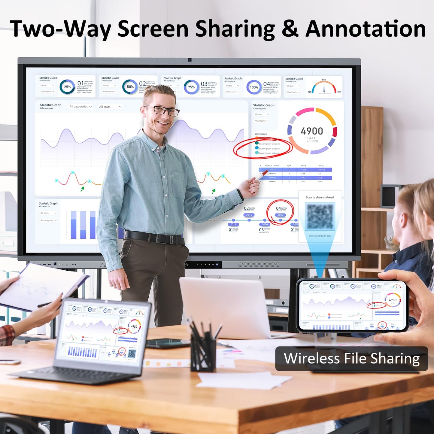 Shiarffe R9 Smart Board 86 Inch 4K Interactive Whiteboard