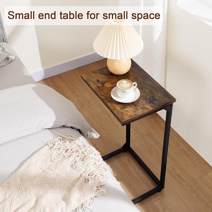 AMHANCIBLE C Shaped End Tables, Couch Side Tables that Slide Under, TV Trays