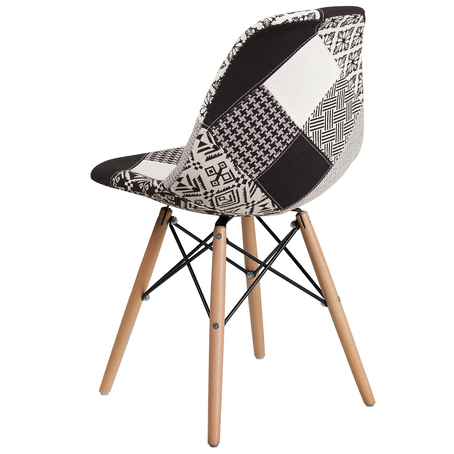 Flash Furniture Elon Series Turin Patchwork Fabric Chair with Wooden Legs