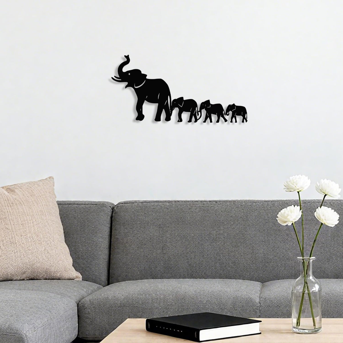 XORT Geometric Elephant Metal Wall Art, Wildlife Lover Gift Wall Hangings Elephant Sign Decor