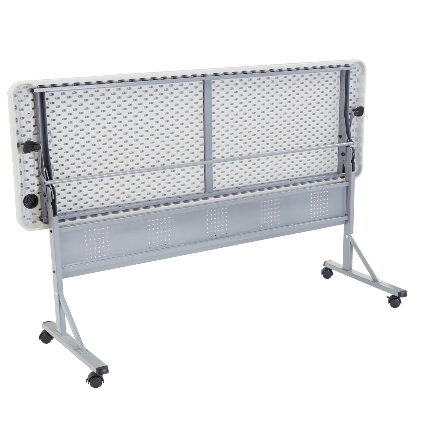 National Public Seating NPS BPFT Series Flip-N-Store 72" W x 24" D Training Room Table, with Wheels, Speckled Gray (BPFT-2472)