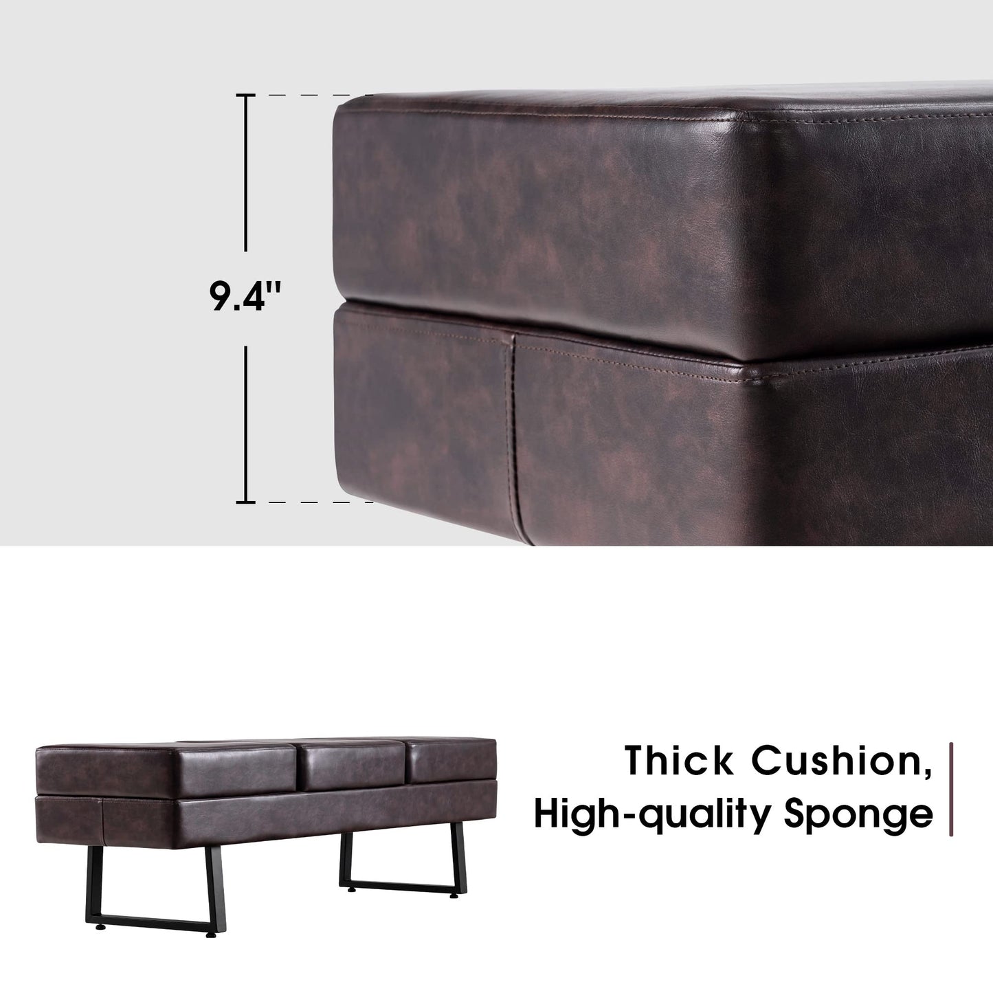 BarberPub Waiting Room Chairs, Heavy Duty Office Guest Reception Bench, Faux Leather Upholstered Lobby Chairs for Salon, Conference Room 7008 (Brown)