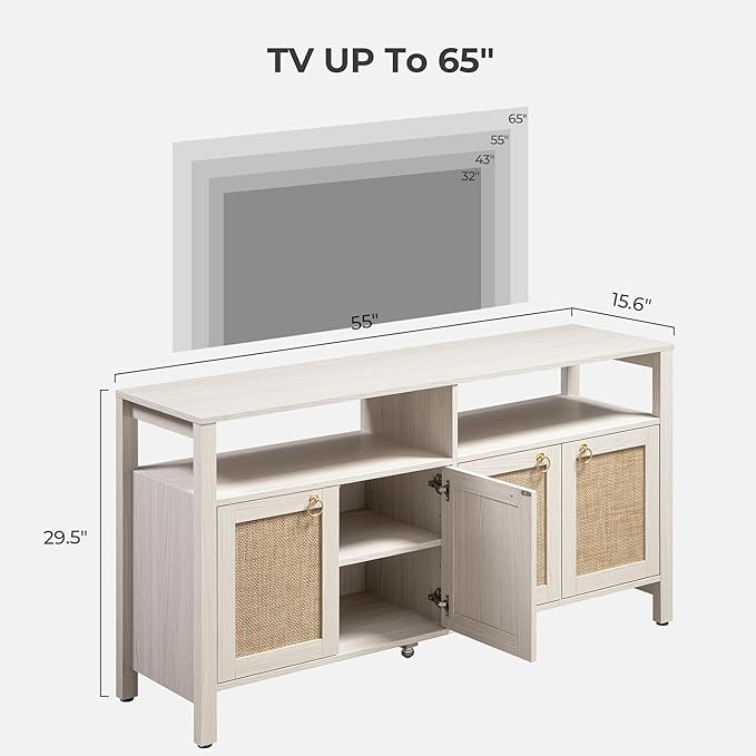 SICOTAS Rattan TV Stand for Television up to 65 Inch