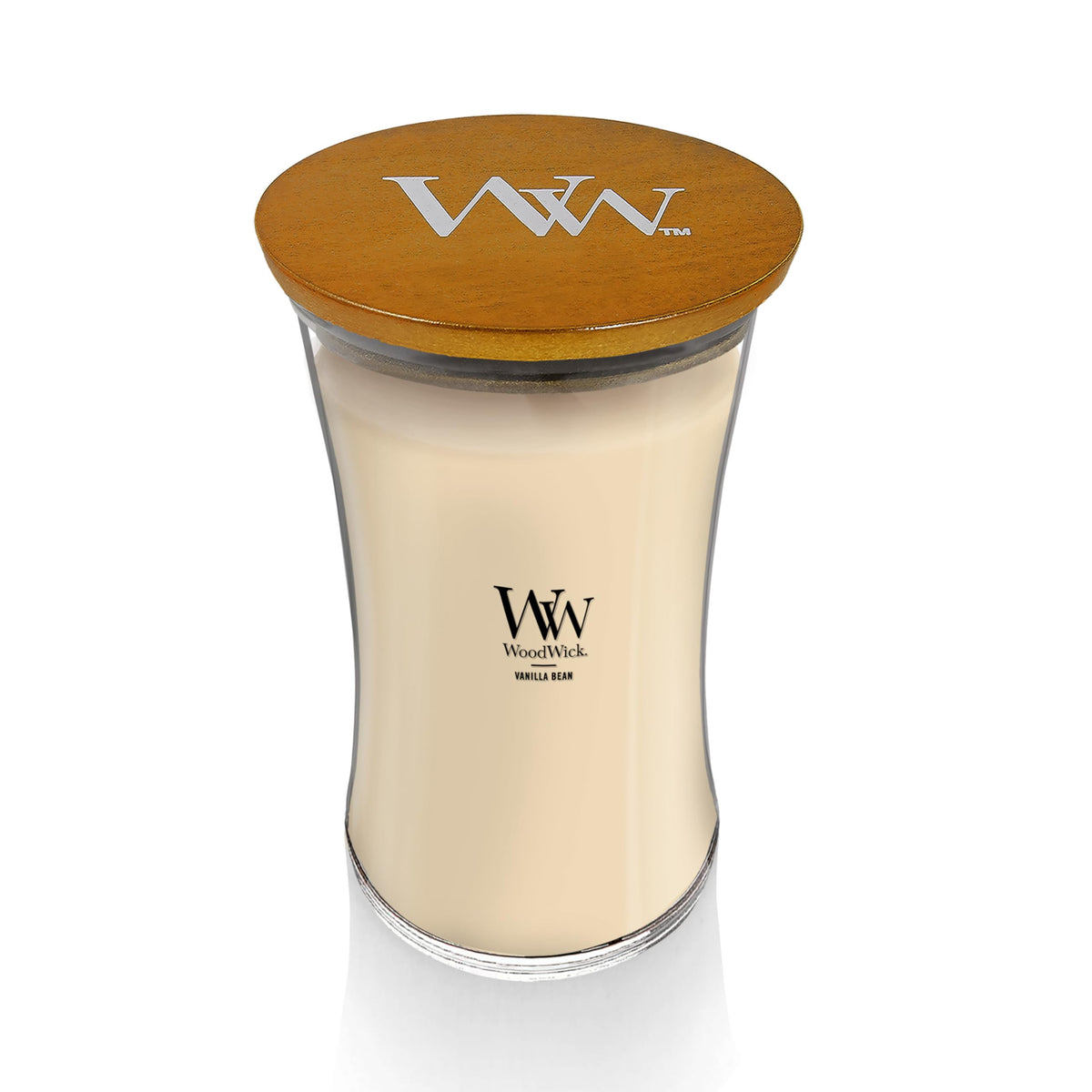 WoodWick Vanilla Bean Holiday Candle Gifts for Women and Men, 21.5 oz Large Hourglass Candle with Crackling Wick