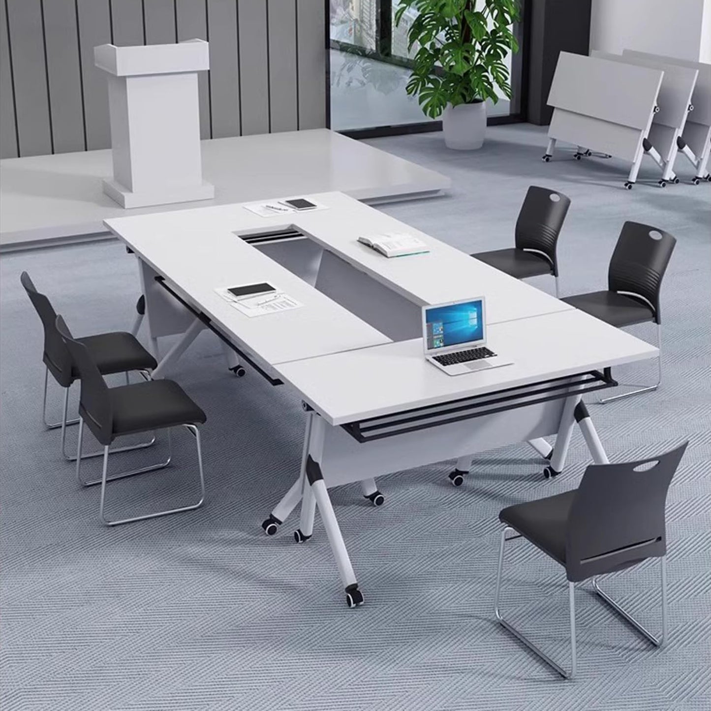 Commercial Furniture Indoor Outdoor Folding Training Table, Rectangular Folding Training and Event Table, Business Furniture for Office, School, Training Rooms