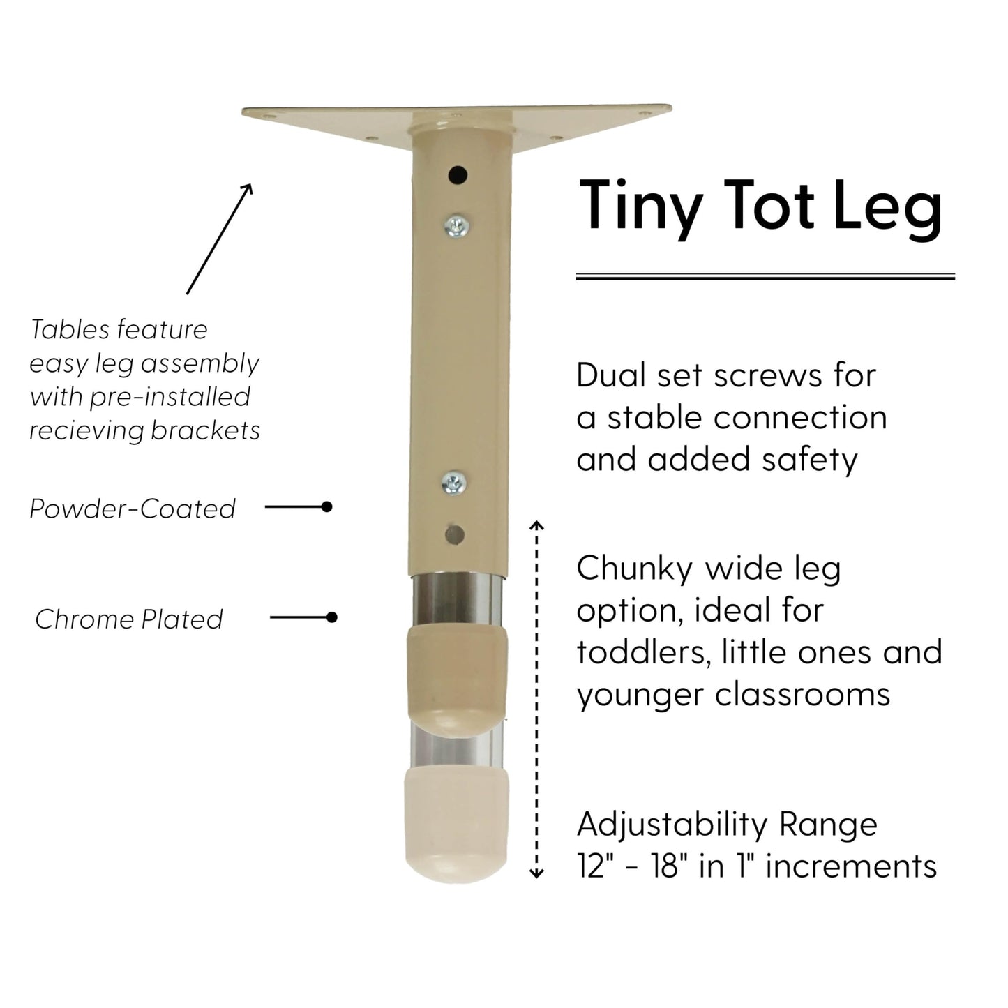 FDP Clover Toddler Activity School Table (48 inch), Neutral Sand Tiny Tot Legs, Adjustable Height 12-18 inches - Maple Top and Maple Edge
