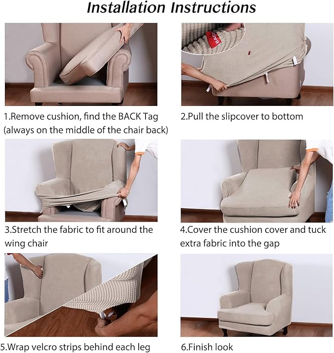 Turquoize Wingback Chair Covers 2 Piece Wing Chair Slipcover Stretch Slipcovers