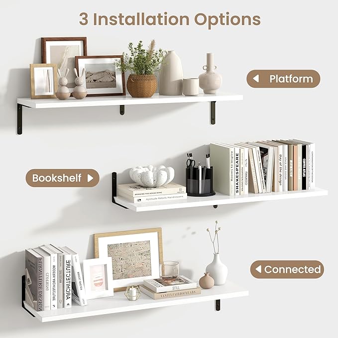 Fun Memories Deep Floating Shelves, 36W x 8D Floating Shelves Set of 2