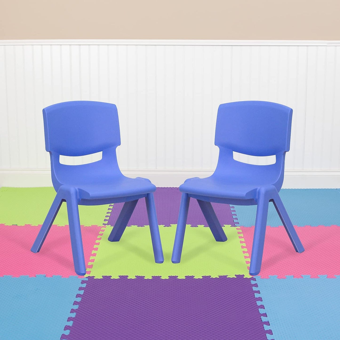 Flash Furniture Whitney 10 Pack Blue Plastic Stackable School Chair with 10.5'' Seat Height