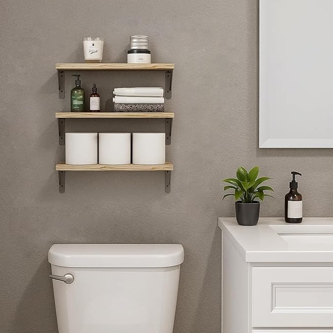 Fixwal Floating Shelves for Wall, Wood Wall Mounted Shelves for Bedroom