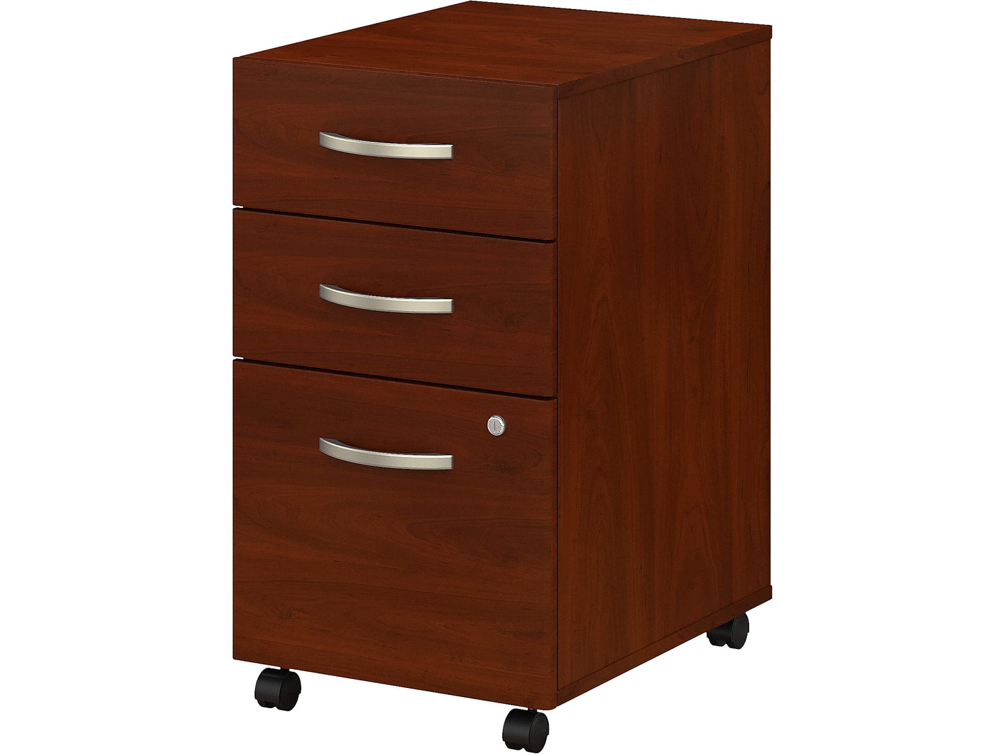 Bush Business Furniture 3 Drawer Mobile File Cabinet - Assembled, Rolling Document Storage for Home or Professional Office, Studio C Collection, Hansen Cherry