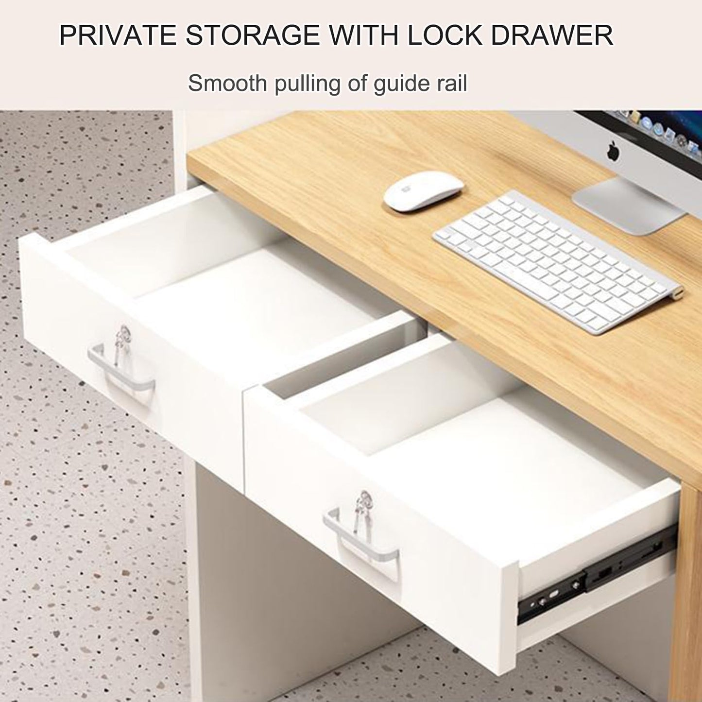 Retail Checkout Counter with LED Lights, Lockable Drawer - Modern Reception Desk for Supermarket, Convenience Store, Hotel Lobby, Office