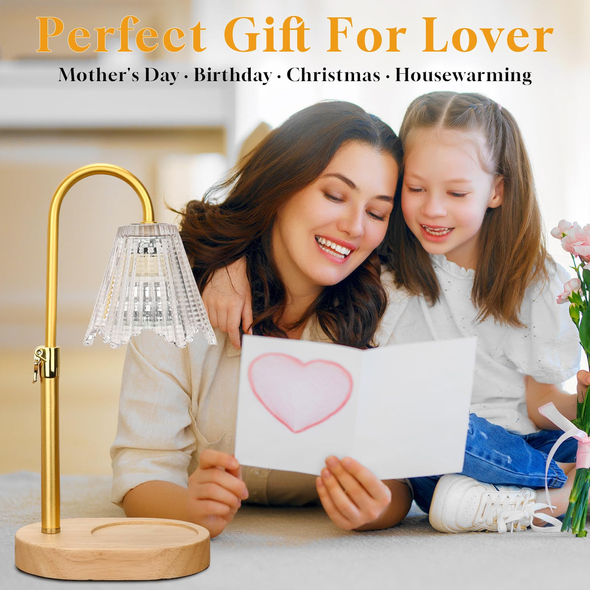 HUAEU Candle Warmer Lamp with Timer, Dimmable Candle Lamp Adjustable Height, Birthday Gifts for Mom Women, House Warming Gifts New Home Decor