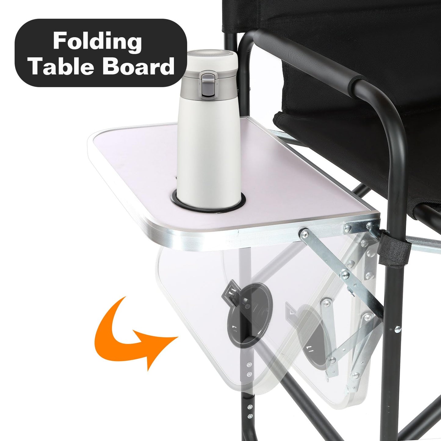 GDGYOFN Aluminum Tall Directors Chairs Foldable, 41'' Makeup Chair for Makeup Artist with Side Table Cup Holder Storage Bag and Footrest, Weighs Only 8.8lb, 250lbs Capacity