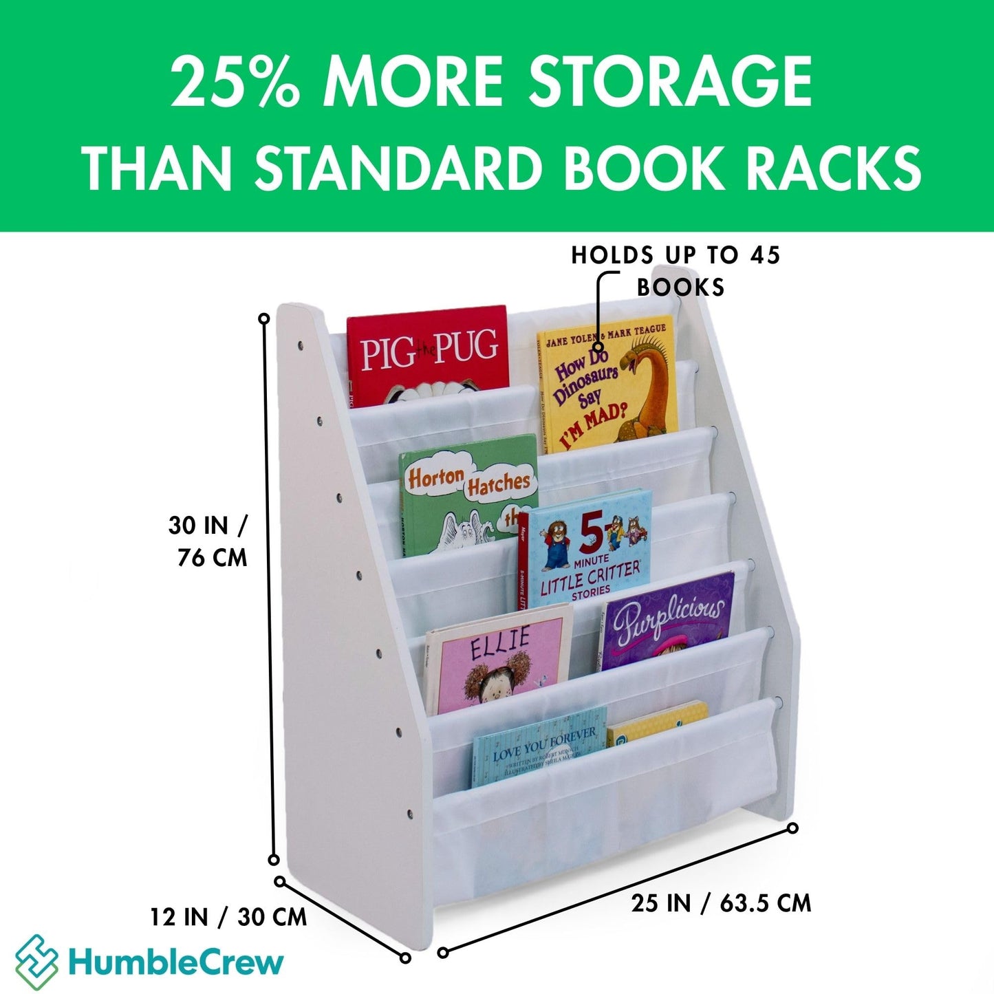 Humble Crew Kids Bookshelf, 6-Tier Front-Facing Book Display Organizer, Montessori Toddler Bookcase for Playroom, Bedroom & Reading Corner, White/White