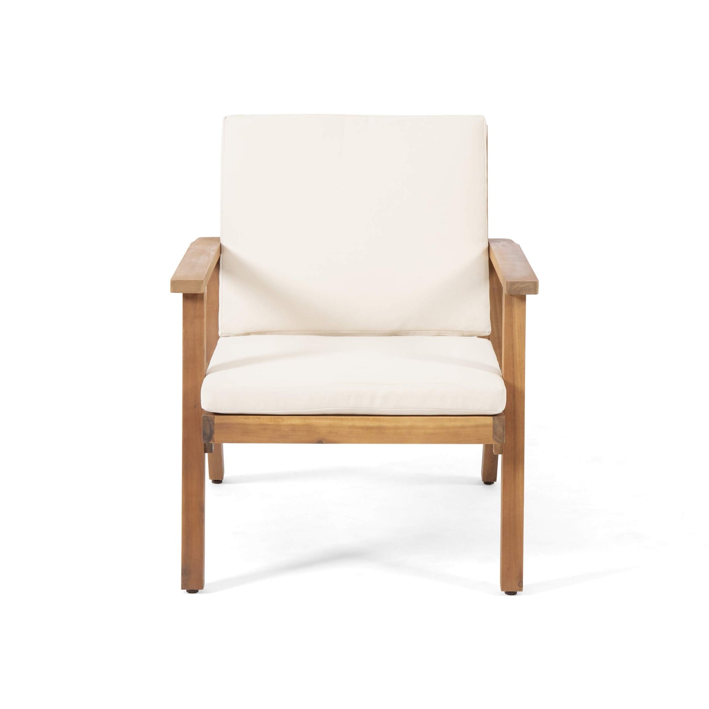 Christopher Knight Home Carlos Outdoor Acacia Wood Club Chairs with Cushions (Set of 2), Brown Patina Finish, Cream