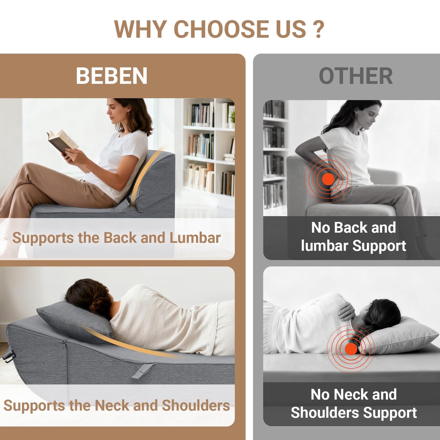 BeBen Folding Sofa Bed Chair, Convertible Sleeper Chair Futon Couch, Foldable Boneless Floor Lounge Sofa, Single Foam Chair Bed for Small Spaces, Dorm, Guest Room, Living Room, Apartment, Dark Grey