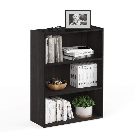 Furinno PASIR Book Shelf, 3-Tier Bookshelf, Storage Shelves Bookcase, 9.7 x 23.7 x 31.5, for Living Room, Bedroom, Home Office, Cinnamon Cherry