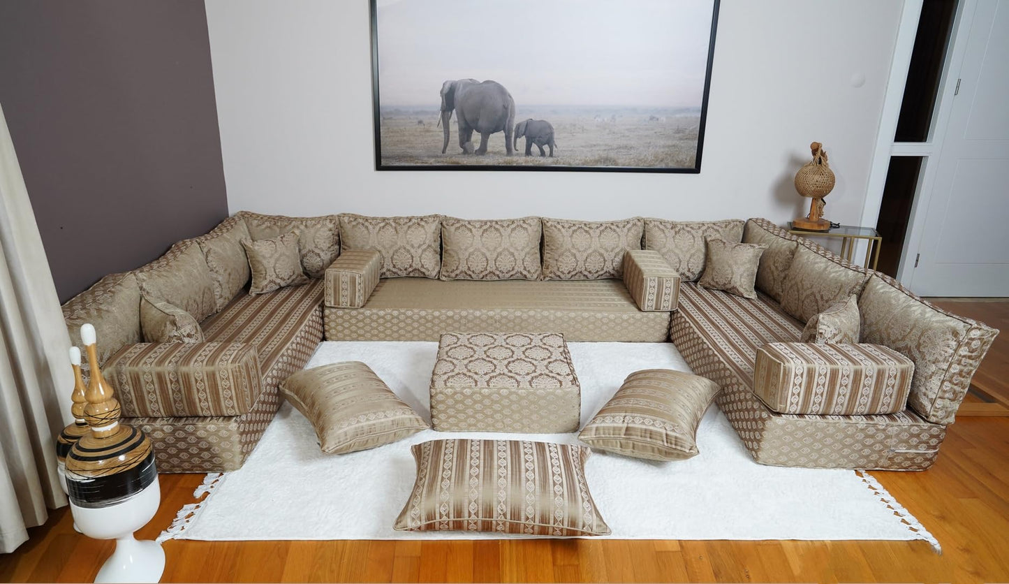 arabicsofa Traditional Arabic Floor Seating Couch – Handmade Moroccan Style Floor Cushions for Guest Room